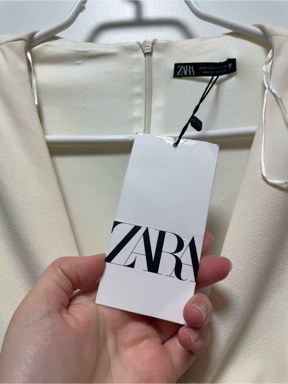 Zara White Ruched Twist-Front Long-Sleeve Mini Dress - Picture 3 of 5